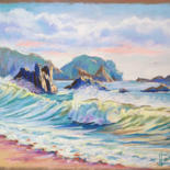 Painting titled "Rocky coast" by Olga Larina, Original Artwork, Pastel