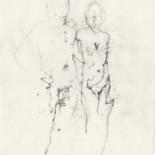 Drawing titled "Adam & Eve" by Guillaume Larroque, Original Artwork, Charcoal