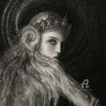 Tekening getiteld "Pleiadian Queen" door Laura Krusemark, Origineel Kunstwerk, Houtskool