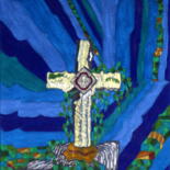 Peinture intitulée "Petite croix" par Laure Barlet, Œuvre d'art originale, Huile