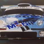 Painting titled "Porsche911 GT1évolu…" by Laurence Delmotte-Berreby, Original Artwork, Acrylic