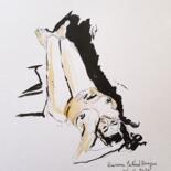 Dessin intitulée "Femme nue renversée" par Laurence Machard Brujas, Œuvre d'art originale, Aquarelle
