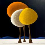 Картина под названием "Les arbres 02.03.24" - Laurent Bouro, Подлинное произведение искусства, Масло Установлен на Деревянна…