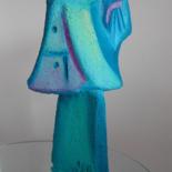 Sculpture titled "cara azul" by Laydev, Original Artwork, Aerated concrete