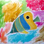 Painting titled "Colored Fish" by Aurelio Nicolazzo, Original Artwork, Watercolor