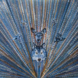 Art textile intitulée "Bleu paradoxe" par Léa Coutureau, Œuvre d'art originale, Broderie Monté sur Châssis en bois