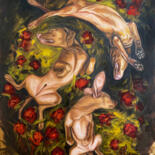 Картина под названием "Holy dogs" - Lena Med, Подлинное произведение искусства, Масло
