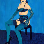 Peinture intitulée "Lady in Blue" par Lena Snow, Œuvre d'art originale, Acrylique