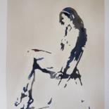 Peinture intitulée "Nudo femminile 5" par Leonardo Arieti, Œuvre d'art originale, Aquarelle