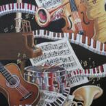 Painting titled "A Rhythm Runs Throu…" by Leonora De Lange, Original Artwork, Acrylic Mounted on Other rigid panel