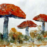 Gravures & estampes intitulée "Mushrooms Ghost" par Lesley Braren, Œuvre d'art originale, Monotype