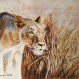 Painting titled "Lion - African beau…" by Leszek Gaczkowski, Original Artwork, Pastel