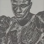 Drawing titled "Mohamed Ali" by Johanna Levy, Original Artwork, Charcoal