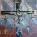 Pintura titulada "Eve crucifiée" por Gwenn Audic, Obra de arte original, Acrílico Montado en Bastidor de camilla de madera