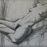 Painting titled "Nude black and white" by Licia Trobia, Original Artwork, Pencil Mounted on Wood Stretcher frame