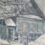 Dessin intitulée "Снег идёт" par Liliia Mustafina Khazieva, Œuvre d'art originale, Aquarelle
