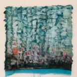 "Turquoise love" başlıklı Tekstil Sanatı Lilian Frohn tarafından, Orijinal sanat, Akrilik Ahşap Sedye çerçevesi üzerine mont…