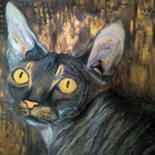 Schilderij getiteld "THE SOUL OF THE CAT…" door Liliia Iuldasheva, Origineel Kunstwerk, Olie