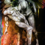 Digital Arts titled "Oedipe et le Sphinx" by Lionel Morateur, Original Artwork, Digital Painting