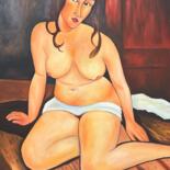 Peinture intitulée "Le style Modigliani…" par Liopxp, Œuvre d'art originale, Huile Monté sur Châssis en bois