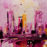 Painting titled "Purple city" by Liubov Kuptsova, Original Artwork, Oil