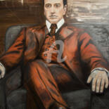 Painting titled "Parrain Al Pacino,G…" by Liza Khaldzhidis, Original Artwork, Oil Mounted on Wood Stretcher frame