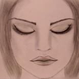 「Through her Eyelids…」というタイトルの描画 Liza Peninonによって, オリジナルのアートワーク, 鉛筆
