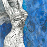 Malerei mit dem Titel "l'eau" von Lizard, Original-Kunstwerk, Aquarell