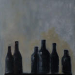 Painting titled "bacchus empty bottl…" by Vuk, Original Artwork, Oil