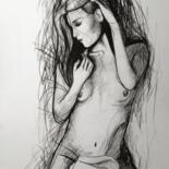 Drawing titled "Sensual Connection" by Luciano Lombardi, Original Artwork, Charcoal