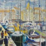 Painting titled "M18 -  Port en Prov…" by Lucien Dufour, Original Artwork, Oil