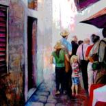 Painting titled "Touristes" by Ludmila Constant, Original Artwork, Oil