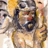Painting titled "004 - Cristo" by Luiz Carlos De Andrade Lima, Original Artwork, Watercolor
