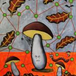 Schilderij getiteld "Mushroom season" door Lukas Pavlisin, Origineel Kunstwerk, Acryl
