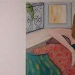 Картина под названием "femme sur un sofa" - Lyl, Подлинное произведение искусства