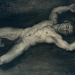 Рисунок под названием "Lying male nude" - Lyubomir Naydenov, Подлинное произведение искусства, Другой