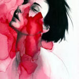 Pintura titulada "Rainbow rose rouge" por Madeline Berger (MadB), Obra de arte original, Grafito