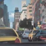 Peinture intitulée "Dans un taxi" par Magali Augris, Œuvre d'art originale, Acrylique Monté sur Châssis en bois