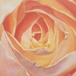 Peinture intitulée "Coeur de rose orange" par Magali Augris, Œuvre d'art originale, Acrylique Monté sur Châssis en bois