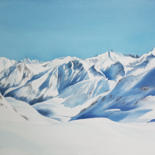 Painting titled "Snowy mountain land…" by Svetlana Lileeva, Original Artwork, Watercolor