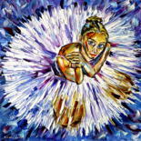Malerei mit dem Titel "Sitzende Ballerina" von Mirek Kuzniar, Original-Kunstwerk, Öl