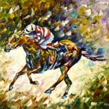 Peinture intitulée "Jockey I" par Mirek Kuzniar, Œuvre d'art originale, Huile