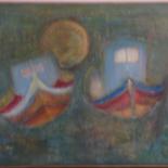 Peinture intitulée "les bateaux maltais" par Mai, Œuvre d'art originale, Huile