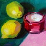 Painting titled "The Red Candle" by Tanya Muna, Original Artwork, Oil