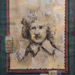 Collages getiteld "Rembrandt etchings" door Mandy Sand, Origineel Kunstwerk, Papier