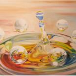 Painting titled "le vol des 6 bulles" by Manu Surreabulliste, Original Artwork