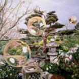 Peinture intitulée "le jardin japonais" par Manu Surreabulliste, Œuvre d'art originale, Huile
