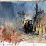 Peinture intitulée "Le tracteur" par Manu Toxxic, Œuvre d'art originale, Aquarelle
