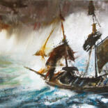 Peinture intitulée "la tempête" par Manu Toxxic, Œuvre d'art originale, Aquarelle