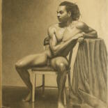 Рисунок под названием "DaLonne, Long Pose" - Michael E. Voss, Подлинное произведение искусства, Древесный уголь